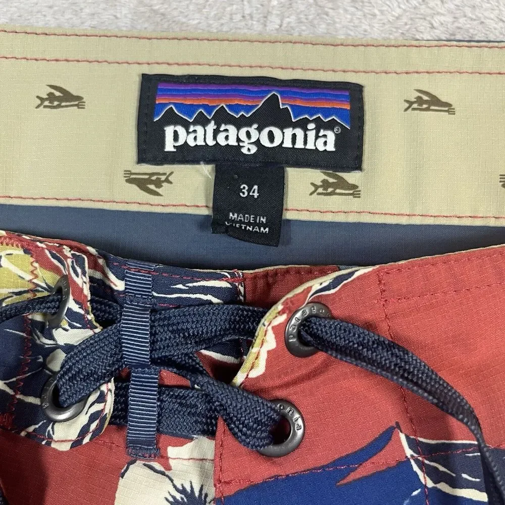 Patagonia‎ wavefarer board shorts swim trunks floral pattern size 34 unlined